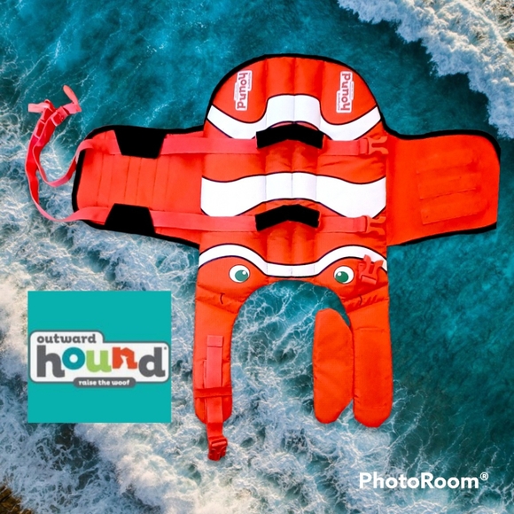 NEW Furry 4 Legged Friend Life Jacket Clown Fish Protect Pet M Up to 55lbs - Picture 5 of 10